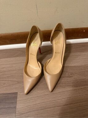 Christian Louboutin Beige Pointed-Toe Nappa Leather 100mm Pumps Full Set